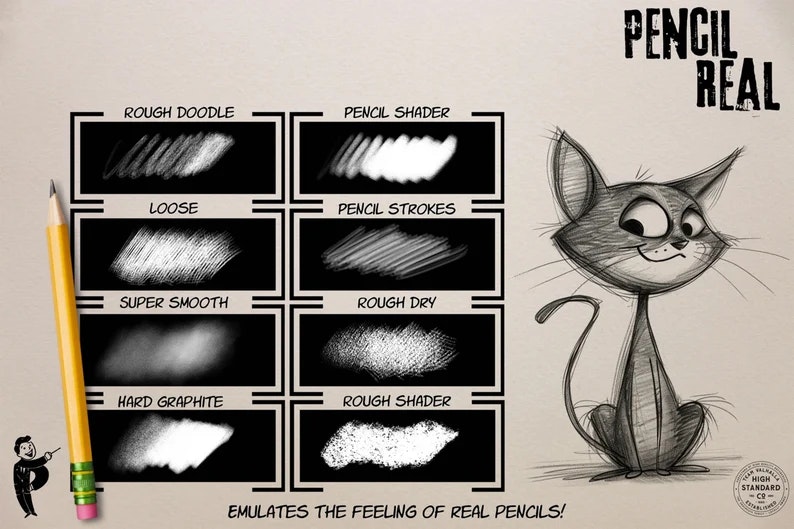 PencilReal ~ realistic pencil brush bundle for Procreate, XL creative kit!