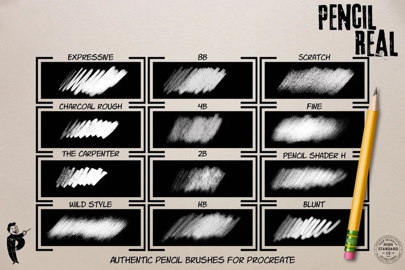PencilReal ~ realistic pencil brush bundle for Procreate, XL creative kit!