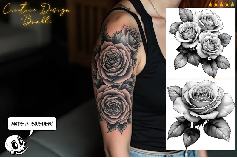 The Rose Reference Library, Procreate stamps, Svg files, Png files, 2000+ elements, Tattoo flash, Tattoo references, studio quality