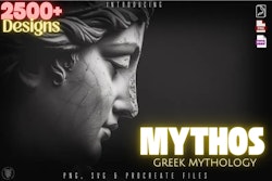 Greek Mythology References, Procreate stamps, Svg files, Png files, 2500+ elements, Tattoo flash art, Tattoo references, Statues, busts