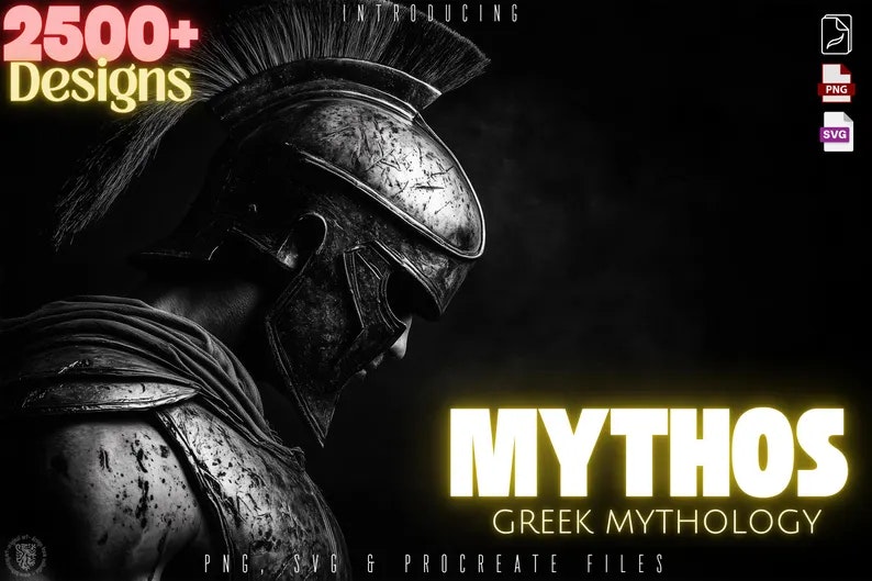 Greek Mythology References, Procreate stamps, Svg files, Png files, 2500+ elements, Tattoo flash art, Tattoo references, Statues, busts