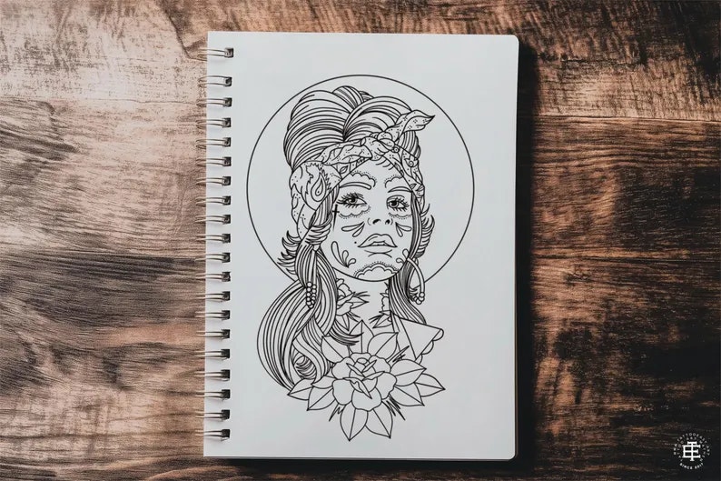 Procreate, 300+ traditional tattoos vol.4,5 & 6, tattoo flash, outlined tattoo ideas, hand drawn art