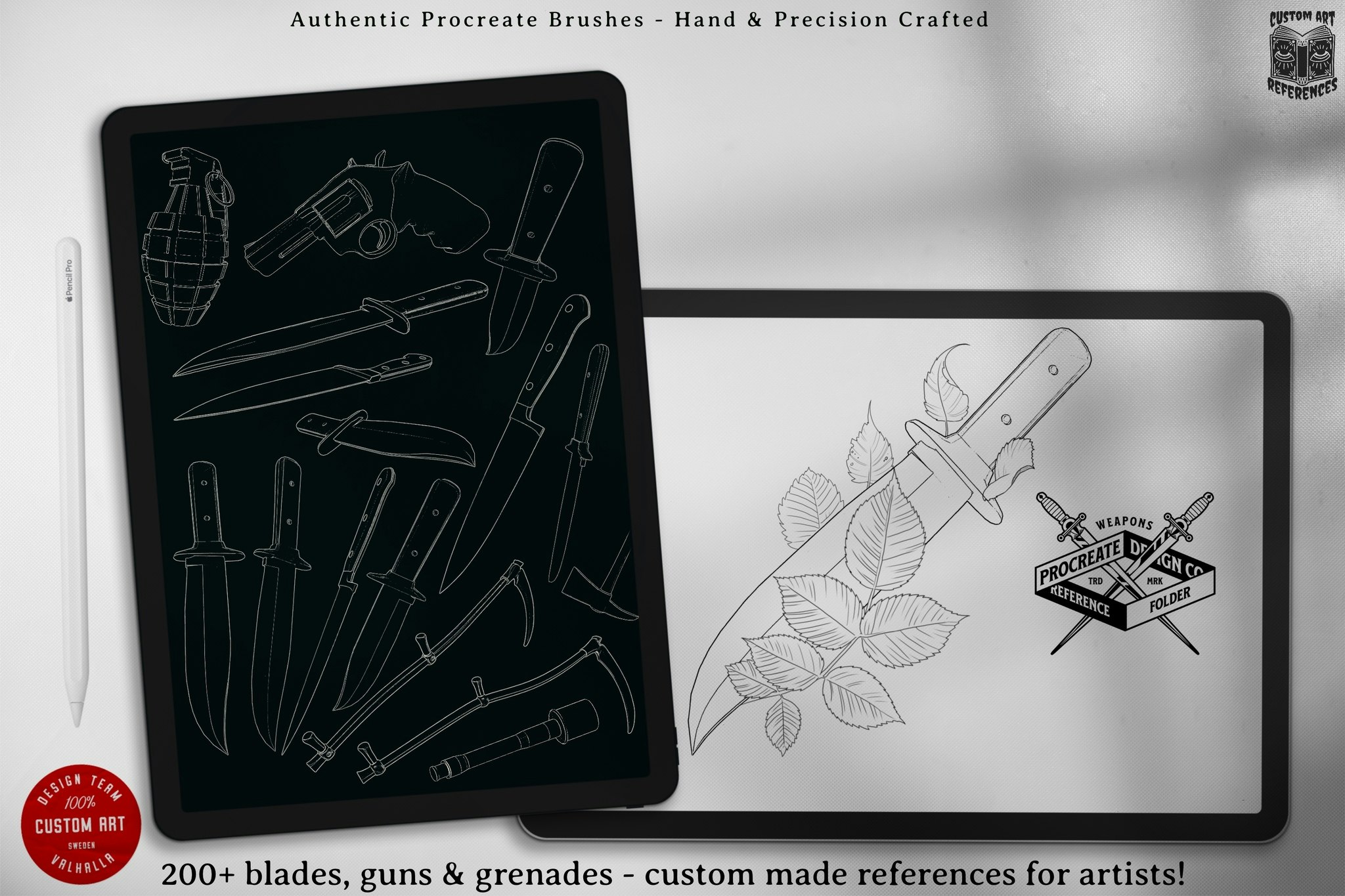 The Weapon Reference toolbox, 200+ swords, daggers, kitchen knives, grenades, guns, axes & tons of fun references for your next design!
