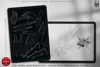 The Weapon Reference toolbox, 200+ swords, daggers, kitchen knives, grenades, guns, axes & tons of fun references for your next design!