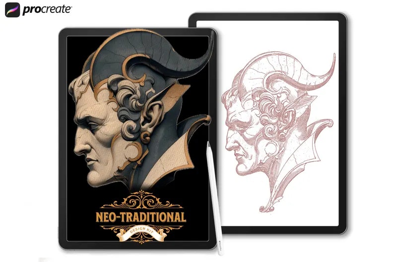 Neotraditional Vol.1, custom made references for artists, neotrad tattoo flash art & stencil work