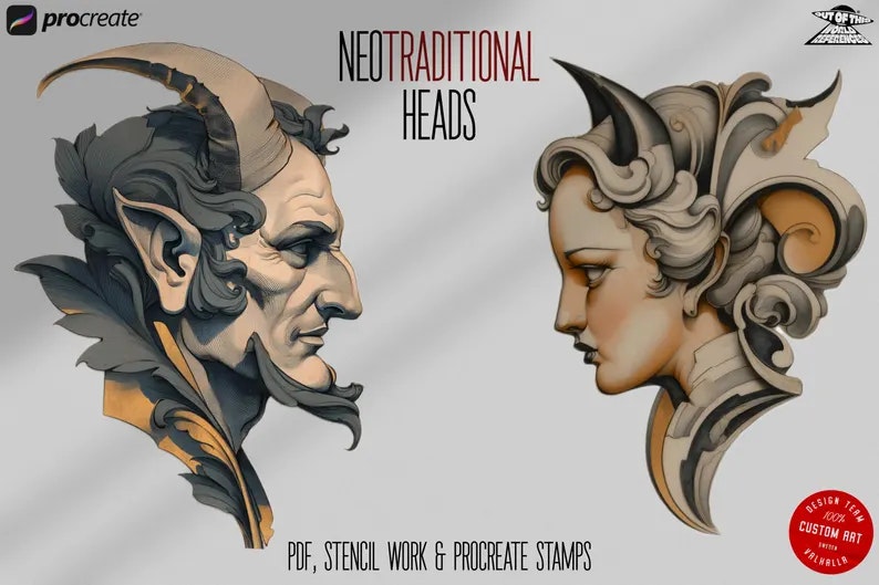 Neotraditional Vol.1, custom made references for artists, neotrad tattoo flash art & stencil work