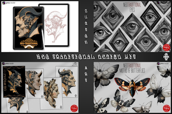 Neotraditional Vol.1, custom made references for artists, neotrad tattoo flash art & stencil work