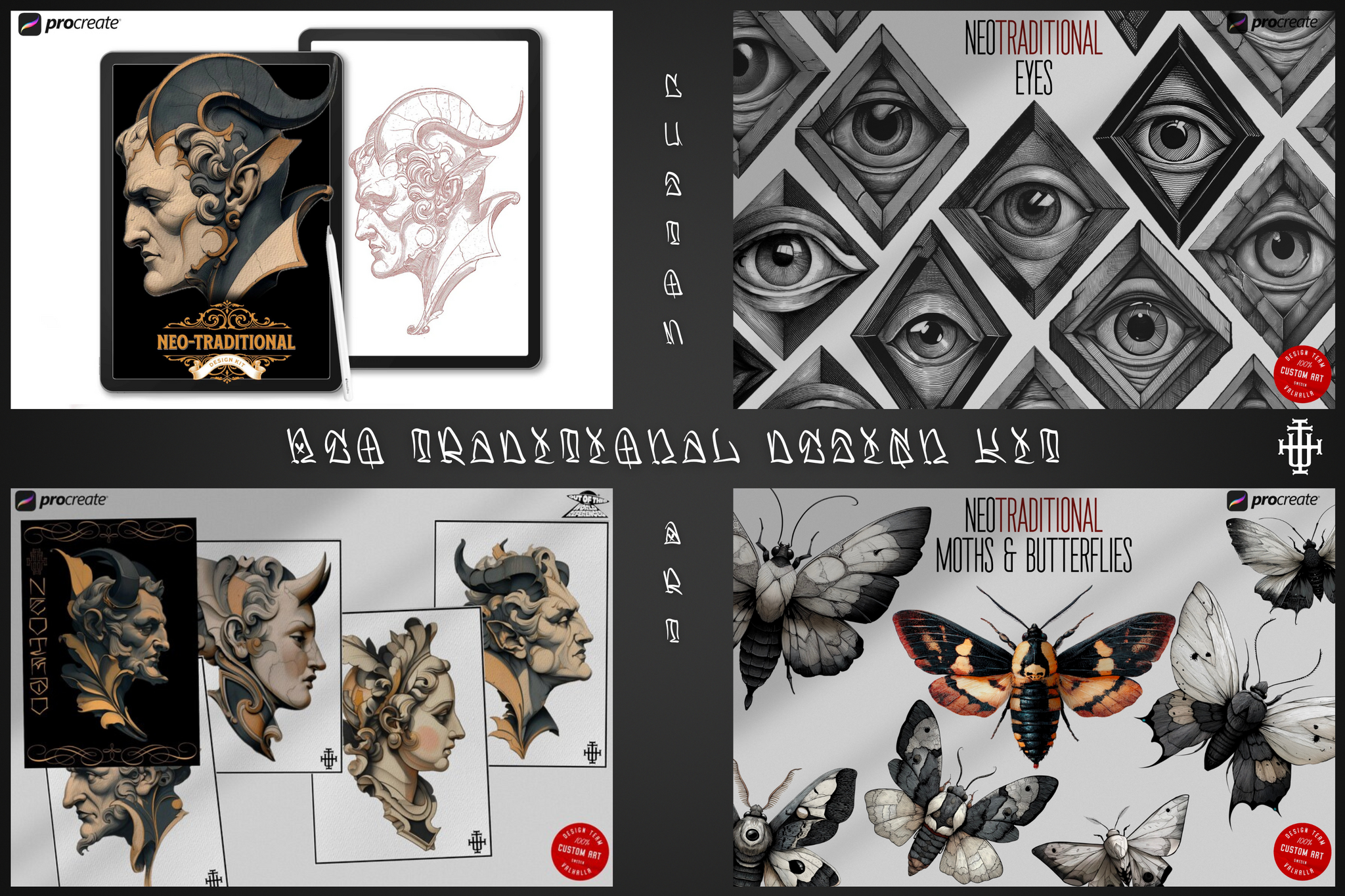 Neotraditional Vol.1, custom made references for artists, neotrad tattoo flash art & stencil work