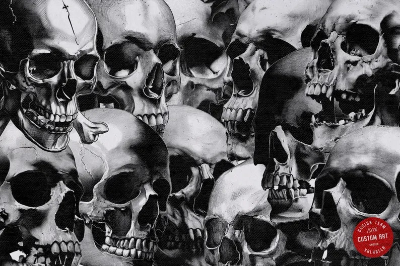 Skull Realism, 100 custom made designs, skull tattoo flash, procreate tattoo stamps, custom art, skull design bundle
