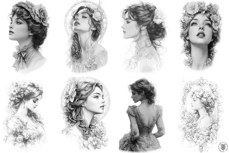 The Art Nouveau Encyclopedia 4500+ elements, Procreate stamps, Png & Svg files, Nouveau reference library, custom art, studio quality