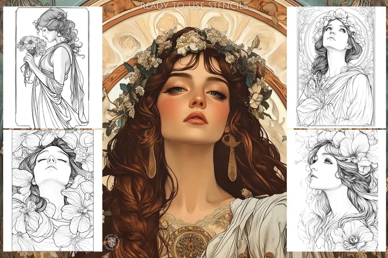 The Art Nouveau Encyclopedia 4500+ elements, Procreate stamps, Png & Svg files, Nouveau reference library, custom art, studio quality