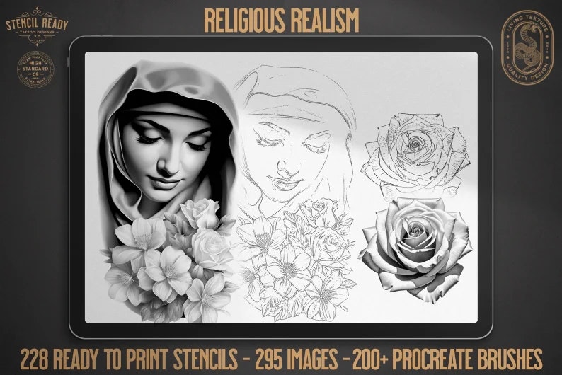Religious B&g realism design bundle XL collection, custom designs for Procreate