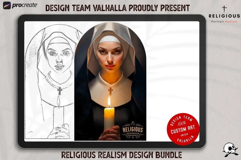 Religious B&g realism design bundle XL collection, custom designs for Procreate