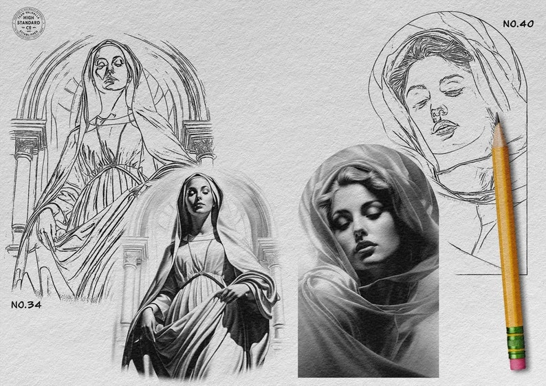 Religious B&g realism design bundle XL collection, custom designs for Procreate