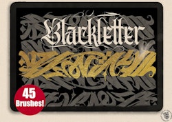 InkFlow Blackletter brushes + alphabet, calligraffiti brushes, gothic calligraphy for procreate, tattoo brushes