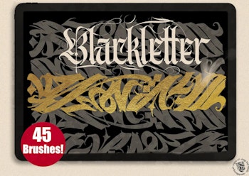 InkFlow Blackletter brushes + alphabet, calligraffiti brushes, gothic calligraphy for procreate, tattoo brushes