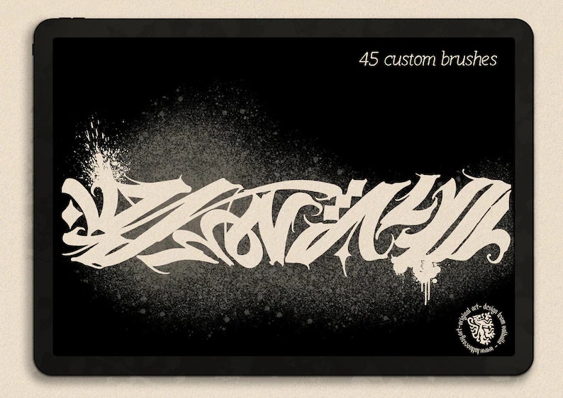 InkFlow Blackletter brushes + alphabet, calligraffiti brushes, gothic calligraphy for procreate, tattoo brushes
