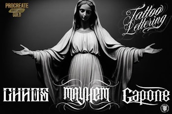 Procreate, Custom Tattoo Lettering Vol.2 / XL bundle 1000+ design elements for Procreate