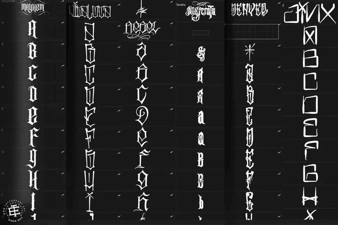 Procreate, Custom Tattoo Lettering Vol.2 / XL bundle 1000+ design elements for Procreate