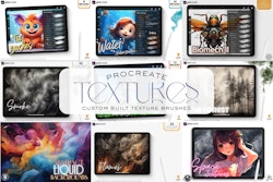 Procreate all the textures, hundreds of custom built textures, original brushes, procreate dynamic texture brushes, 19 bundles in one