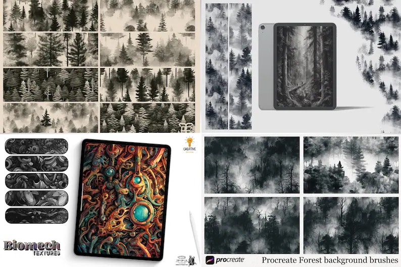 Procreate all the textures, hundreds of custom built textures, original brushes, procreate dynamic texture brushes, 19 bundles in one