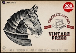 Procreate - The Vintage Press,retro printmaking & engrave brushes, 200 brushes for Procreate, unique textures, creative brushes / textures