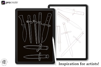 Procreate & png, Artist Reference Library ~ Dagger references, original art for Procreate, ~150 design elements