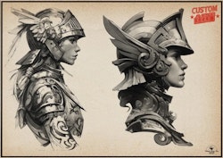 Female knights - neo-traditional templates, Procreate stamps, Tattoo flash art, custom art, 100+ models, Procreate, .svg & .png files