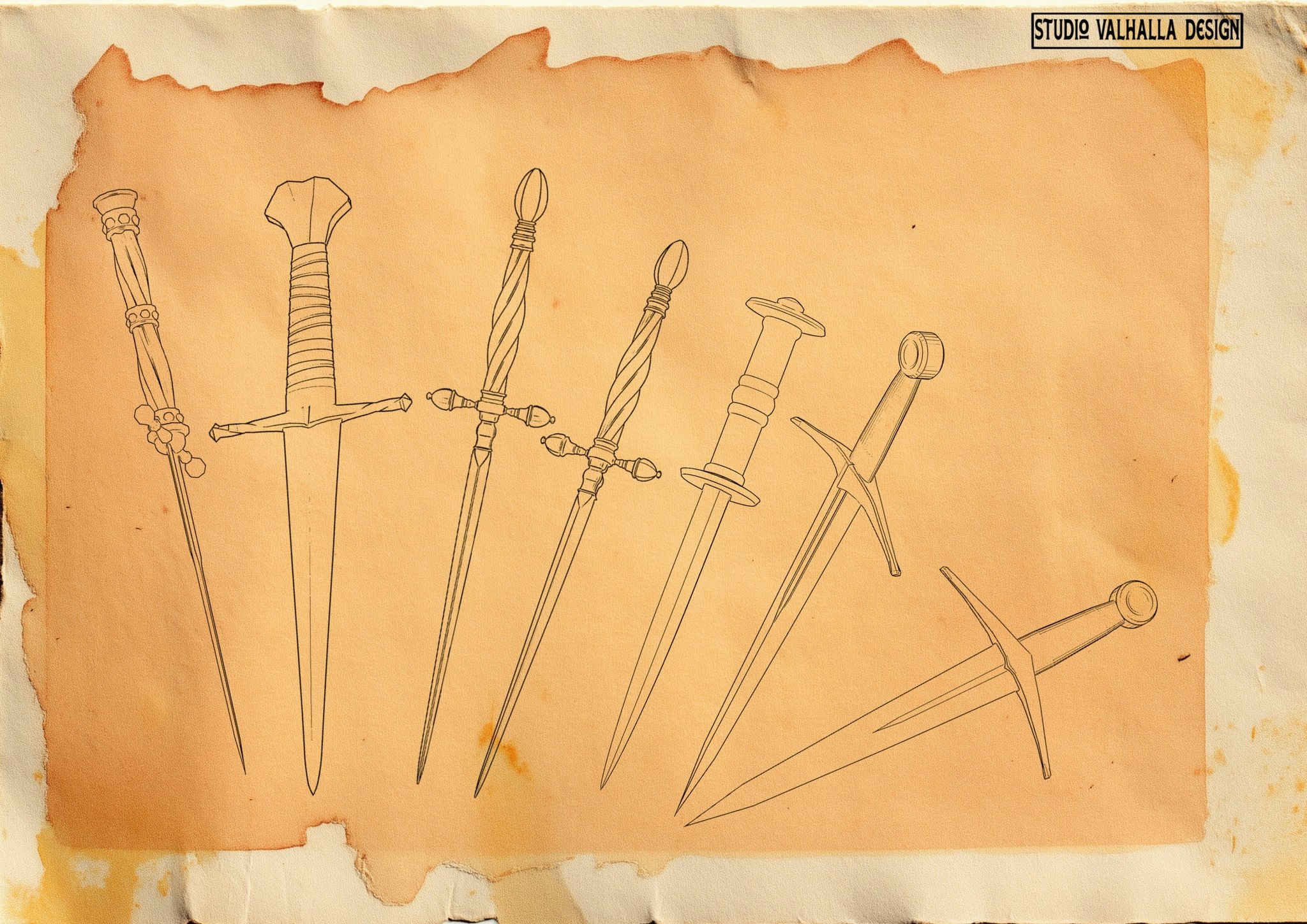 Procreate & png, Artist Reference Library ~ Dagger references, original art for Procreate, ~150 design elements