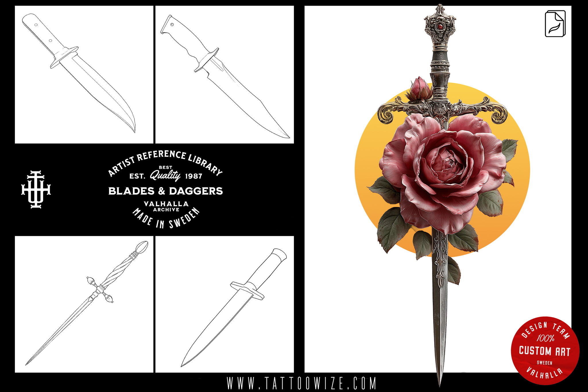 Procreate & png, Artist Reference Library ~ Dagger references, original art for Procreate, ~150 design elements
