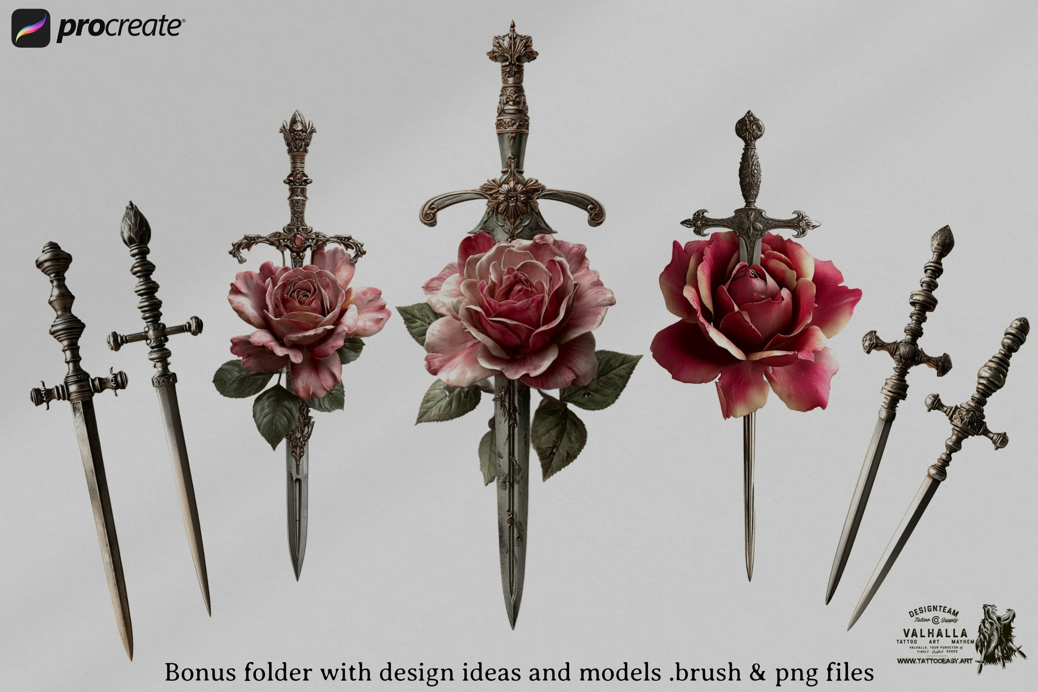 Procreate & png, Artist Reference Library ~ Dagger references, original art for Procreate, ~150 design elements