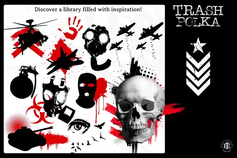 Procreate, The trash polka project ~ over 400 custom made designs & elements!
