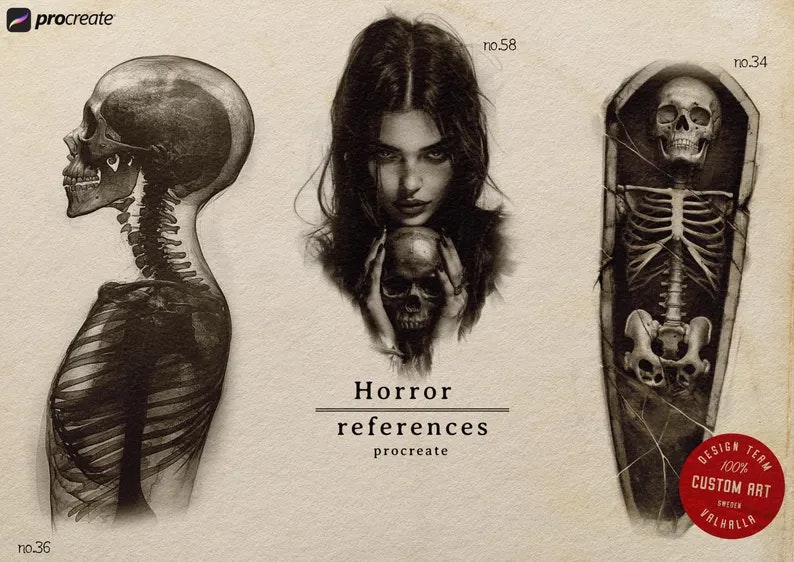 Horror vol.1 - Procreate & Png files ~ 100+ unique horror designs, custom made reference bundle for Procreate image 10 Procreate & Png files ~ 100+ unique horror designs, custom made reference bundle