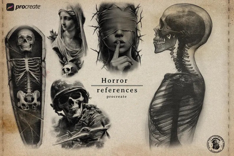 Horror vol.1 - Procreate & Png files ~ 100+ unique horror designs, custom made reference bundle for Procreate image 10 Procreate & Png files ~ 100+ unique horror designs, custom made reference bundle