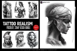 Procreate & Png files ~ 120 custom made references, Tattoo realism / design ideas, Stencil ready design bundle!