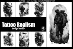 Procreate & Png files ~ 120 custom made references, Tattoo realism / design ideas, Stencil ready design bundle!