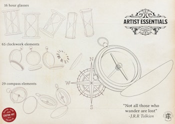 Procreate / The Artist Essentials, custom made design kit,! free to use for tattoo work and references! 800+ elements!