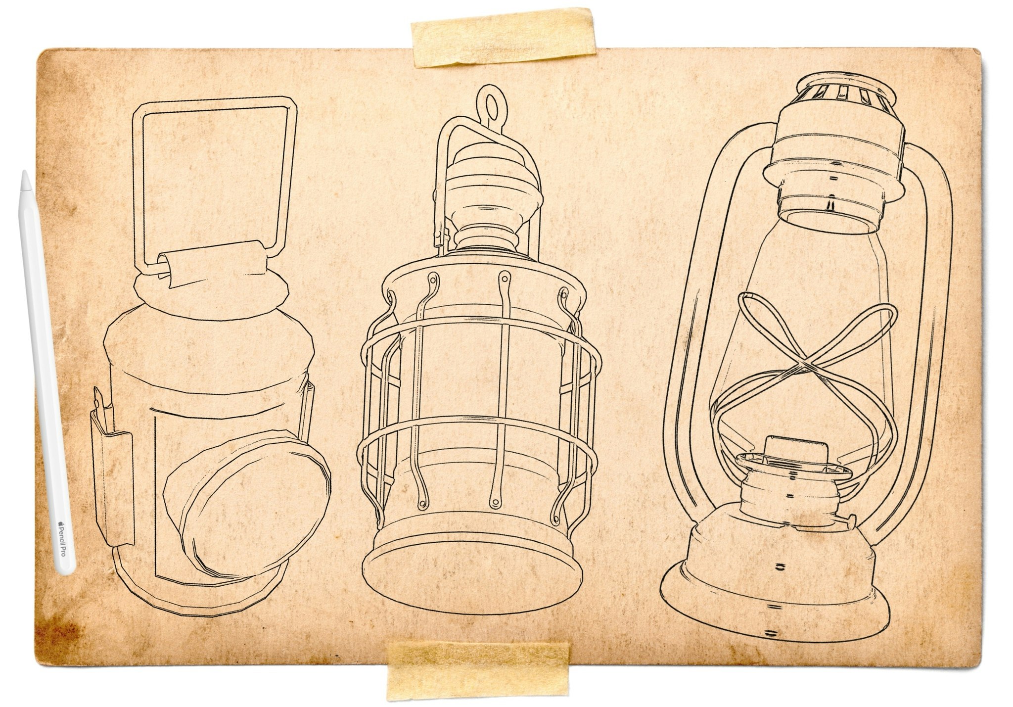 Lamps, Torches, Fire, smoke, candles, decoration and stuff for Procreate, 150~200 elements, The fire design kit