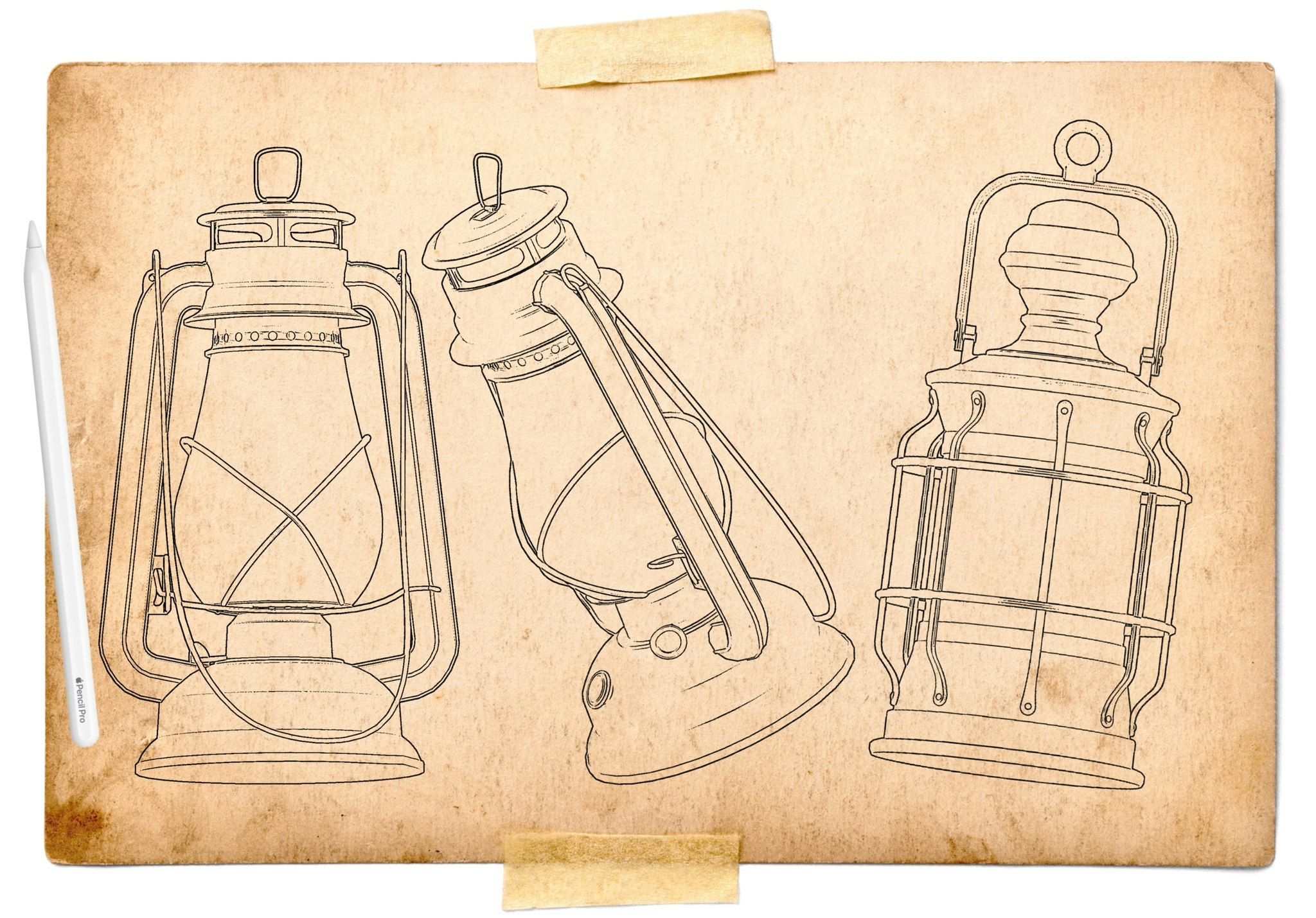 Lamps, Torches, Fire, smoke, candles, decoration and stuff for Procreate, 150~200 elements, The fire design kit