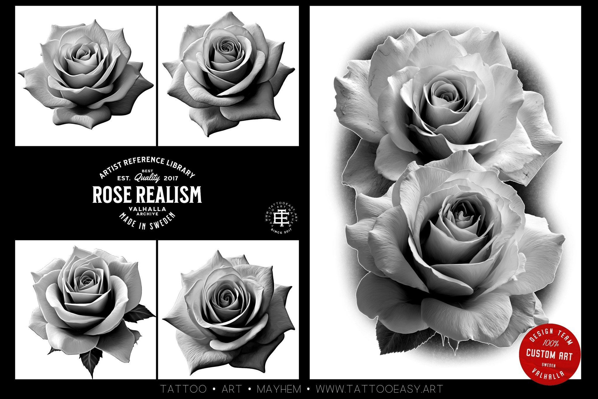 Rose realism, transparent Png clipart files & Procreate version included, high quality custom assets, Rose reference library for artists