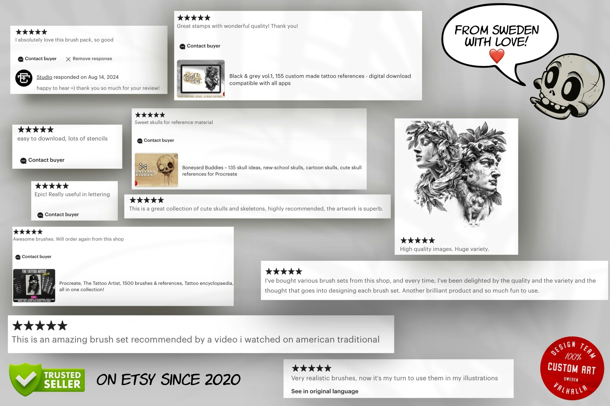 Procreate & png files - Bird Skulls Vol.2, 70 stamps / png designs, bird skull realism, skull reference folder, custom art