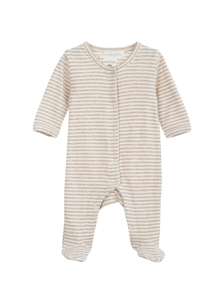 Serendipity Organics - Newborn Onesie Stripe - Oat/Offwhite