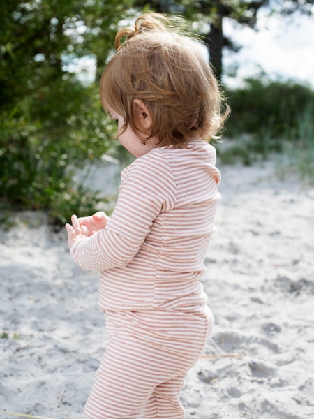 Serendipity Organics - Set body & byxa Stripe - Clay/Offwhite