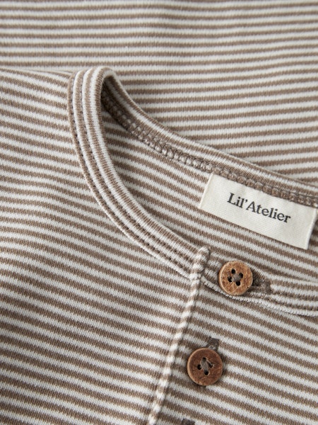 Lil'Atelier - Slim Randig Långärmad Tröja - Turtledove Septia Tint