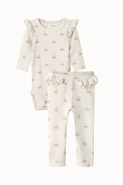 Lil'Atelier - Slim Baby Set body & byxa - Pastel Swan