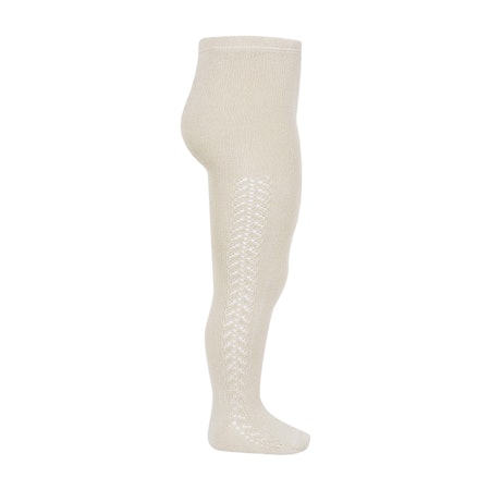 Condor - Warm Cotton Tights with Side Openwork - Linnen