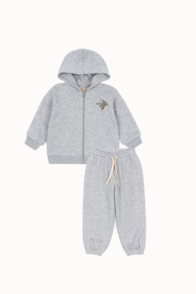 Konges Sløjd- Set Lou Sweat Zip Hood & Pants - Grey Melange
