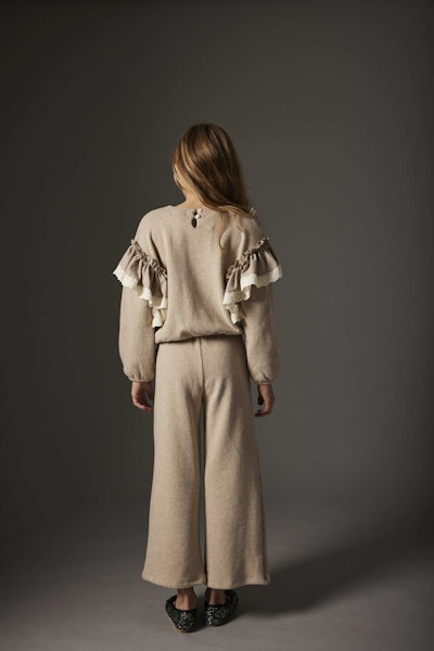 Cozmo - Elenak Soft Brushed Knit Wide Pants - Stone