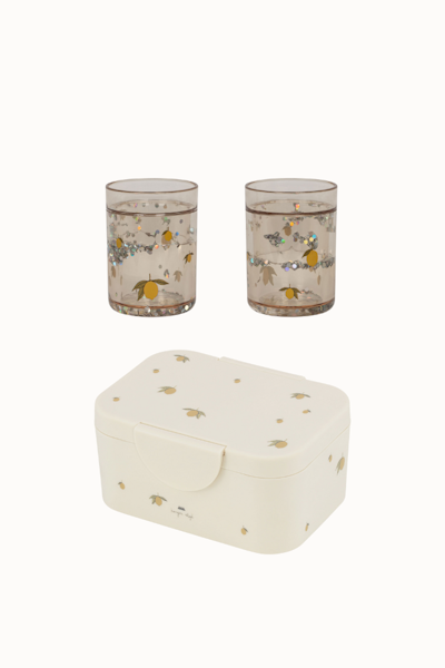 Konges Sløjd - Presentkit 2 pack Glitter Cups & Lunch Box - Lemon