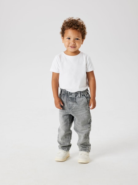 Name it - Set Bright White T-shirt & Tap Medium Grey Jeans